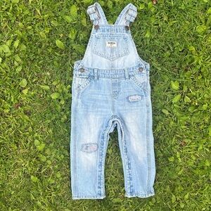 Vintage Oshkosh B’Gosh Toddler Girls Vestbak Denim Bibs Overalls Size 18M Cotton